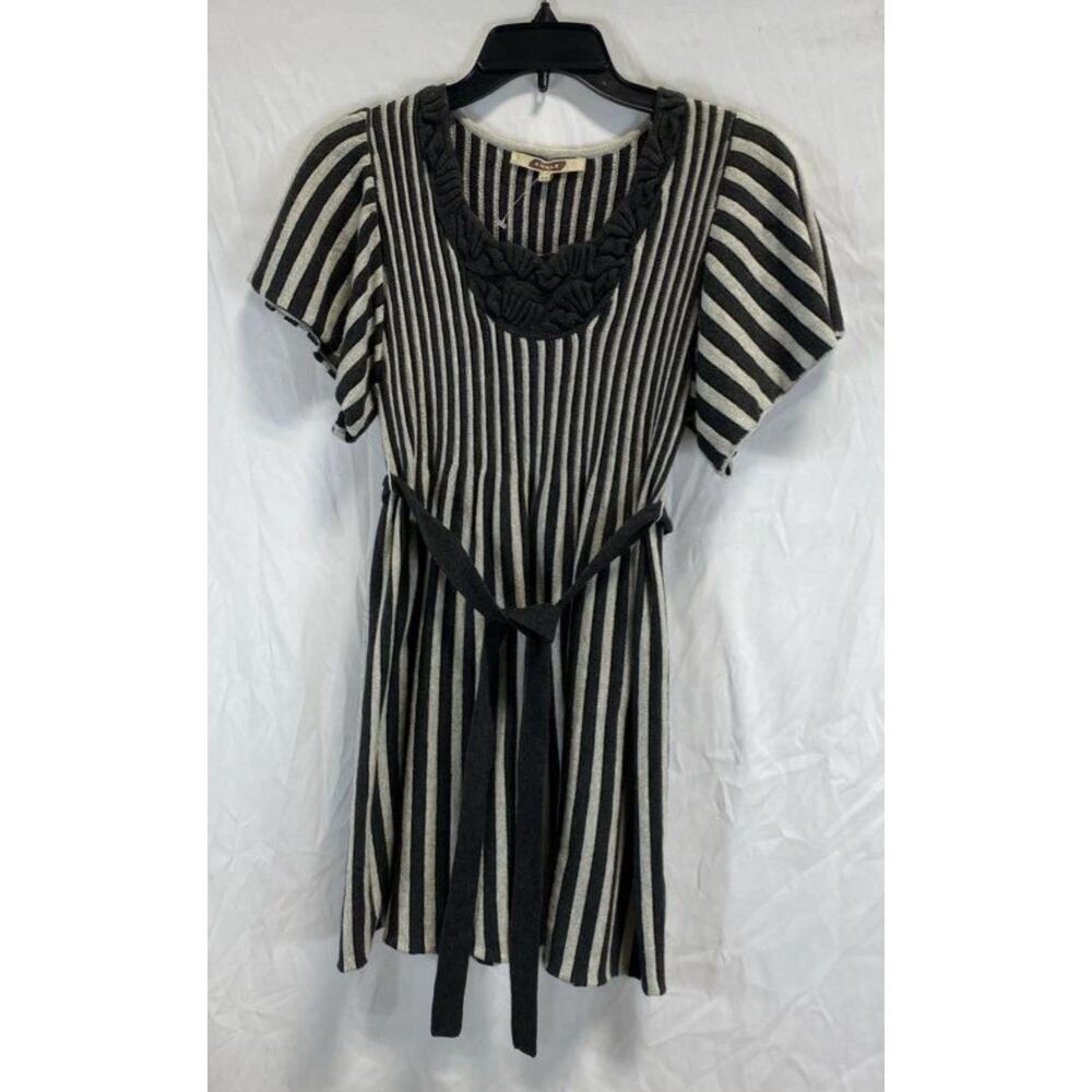 NWT Kuhle Black & White Striped Knit Short Sleeve Sweater Dress Sz. S
